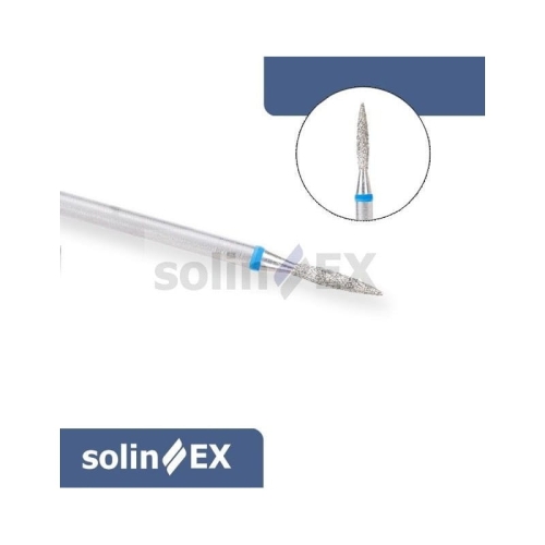 SOLINEX Frez diamentowy płomyk długi z nasypem średnioziarnistym do opracowywania i oczyszczania wału okołopaznokciowego