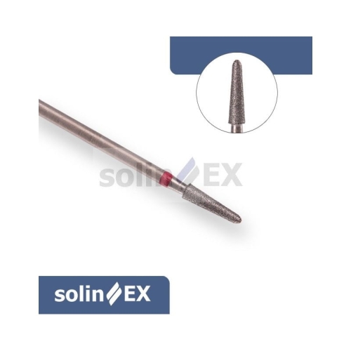 SOLINEX Frez stożek cienki zaokrąglony z nasypem drobnoziarnistym do pracy przy wałach paznokciowych i obrąbku naskórka