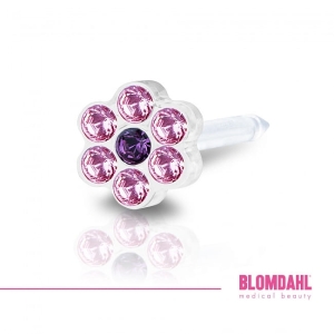 BLOMDAHL Kolczyk Daisy Light Rose/ Amethyst 5 mm 1szt
