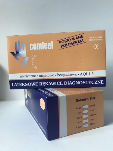 Rękawiczki lateksowe bezpudrowe niejałowe rozmiar XL/ Comfeel - 100 szt