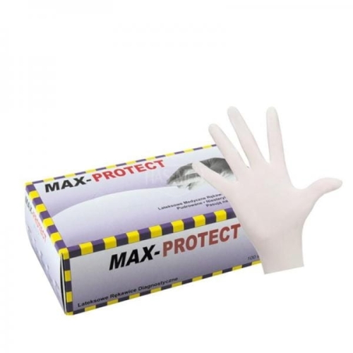 Rękawiczki lateksowe bezpudrowe rozmiar L/ Max Protect - 100 szt