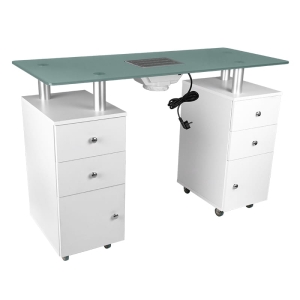 BIURKO KOSMETYCZNE GLASS 317 BIAŁE Z POCHŁANIACZEM