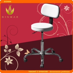 Taboret z oparciem - chromowana podstawa