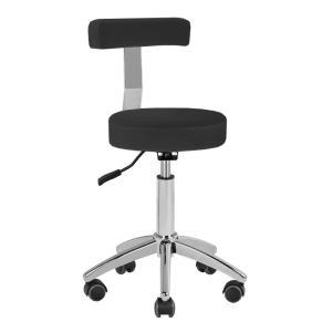 TABORET KOSMETYCZNY AM-303  Z OPARCIEM CZARNY