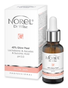 NOREL GLOW SKIN 40% peeling kwasowy - 30% kwas LAKTOBIONOWY, 5% kwas ASKORBINOWY, 5% kwas BURSZTYNOWY 30 ml